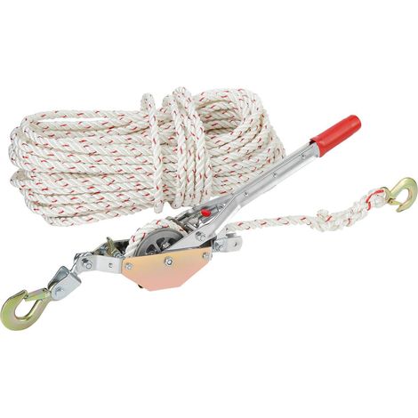 Treuil à tire-fort, capacité 750 kg, avec 30,48 m de câble Ø 1,52 cm, 2 crochets, robuste pour déplacer bateaux, sécuriser charges, transporter troncs. (1/5)