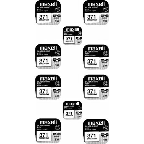 .10 piles Maxell 371 SR920SW.