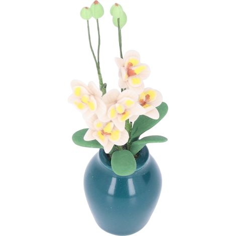Fleur miniature de Phalaenopsis blanche réaliste à l'échelle 1/12, pour maison de poupée, à partir de 3 ans. (1/5)
