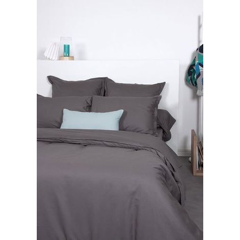 Drap Plat Uni Coton 240X290 Cm Gris Éléphant (1/2)