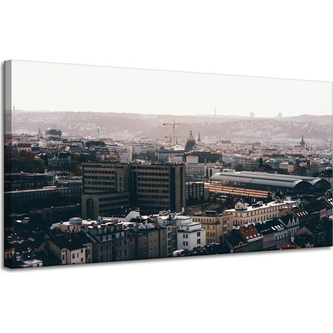 Leinwandgemälde Architektur Stadtansicht 120x60 Vogelperspektive