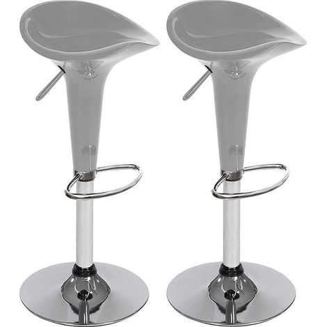 Set 2 Sgabelli Cucina Regolabile Acciaio e ABS Sgabello Girevole Grigio Casa Bar (1/5)