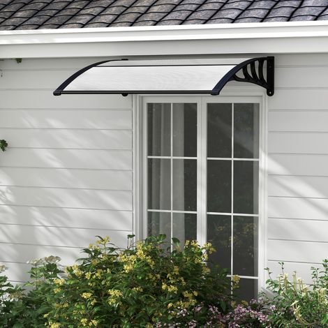 Auvent Porte d'Entree Marquise de Porte et Fenêtre Extérieur Plaque en Polycarbonate Gris Transparent Maison Chic (1/4)