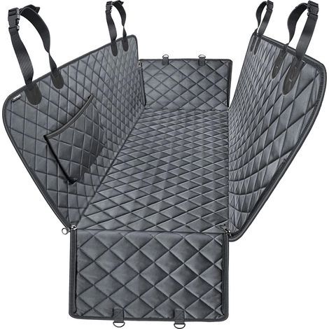 Coprisedile per auto per il trasporto di animali domestici, impermeabile, antiscivolo, 147 x 137 cm, nero (1/5)