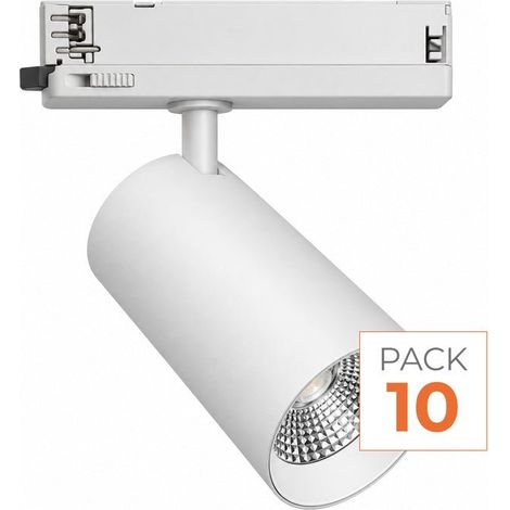 Pack de 10 - Spot LED sur Rail COB Triphasé 30W 36° Blanc - Garantie 5 ans - Blanc Chaud 2300K - 3500K - SILAMP (1/2)
