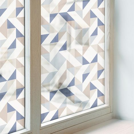Klebefolie 50x116 cm Selbstklebend Milchglas Dekorfolie Dekorativ Sichtschutzfolie Fenster Folie für Badezimmer PVC Blickdicht Geometrische Muster
