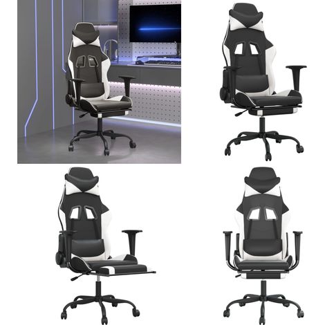 Gaming-Stuhl mit Massage & Fußstütze Schwarz & Weiß Kunstleder - Gaming Stuhl - Gamer Chair - Bürostuhl - Schreibtischstuhl - Ergonomischer Stuhl - Home & Living (1/5)
