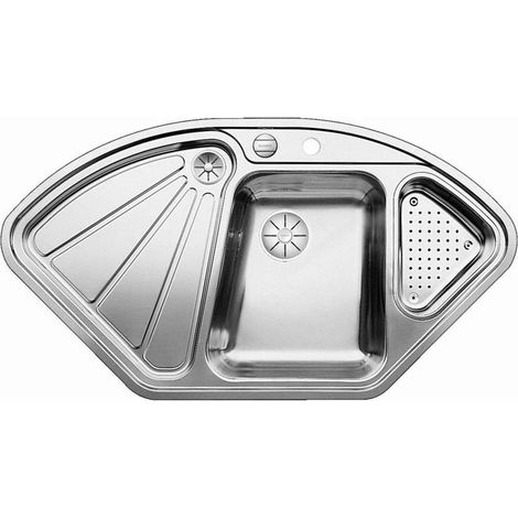 Évier de cuisine en inox Blanco Delta-IF - inox satiné - L 1056 x l 575 x P 175/120 mm - sous-meuble 90x90/70cm - Blanco (1/5)
