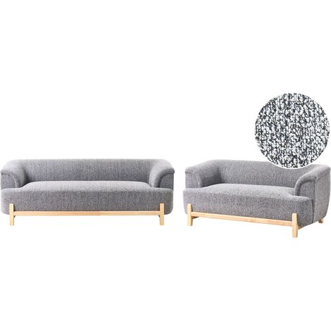 Living Room Set 5 Seater ALNOR Fabric Dark Grey