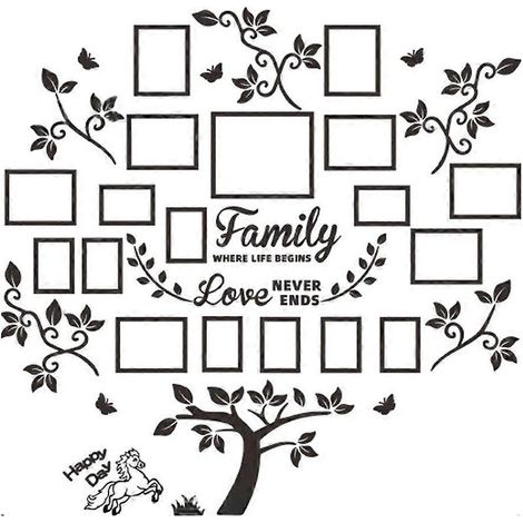 1 Kit de Décoration Murale DIY pour Salon - Arbre Généalogique - Sticker Mural - Cadres Photo 3D - Collage - Décoration Murale pour Salon (1/5)