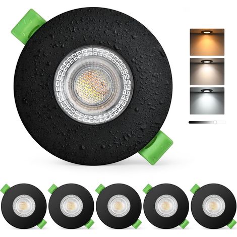Projecteur LED Encastré 230V Dimmable 60-75mm Forage, Spot LED 7W 770LM Ultra Plat, Spot de Plafond 2700K/4000K/6000K, Luminaire Encastré IP65 pour Salle de Bain Balkon Salon, Blanc 6 Pièces (1/5)