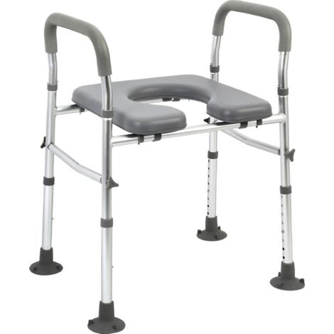 Rehausseur de Toilette Hauteur, Rehausseur WC Adulte avec Accoudoirs, Siège de Toilette Surélevé Universel Charge 180 kg (1/5)