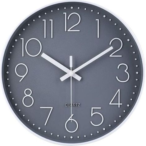 Horloge Horloge murale ronde silencieuse à piles 30 cm Gris - Gris (1/5)