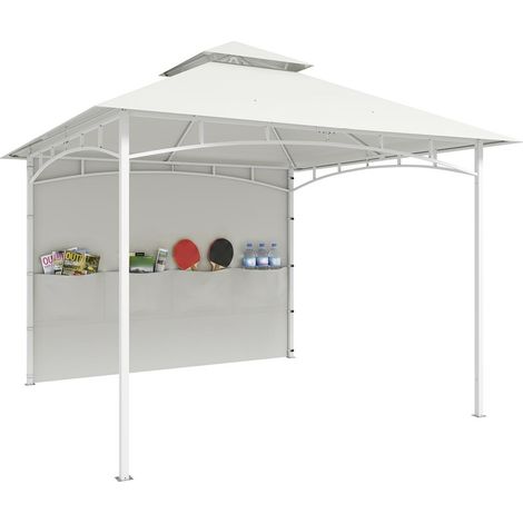 Tonnelle de Jardin 3x3 m AoSenYunZhou Gazebo Extérieur en Métal Toit Double avec Rideaux et Poches Blanc Crème (1/5)
