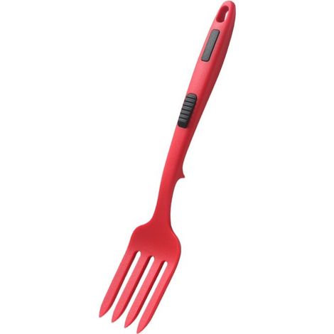 tenedores de cocina flexibles de silicona, utensilios de cocina antiadherentes y resistentes al calor (rojo)