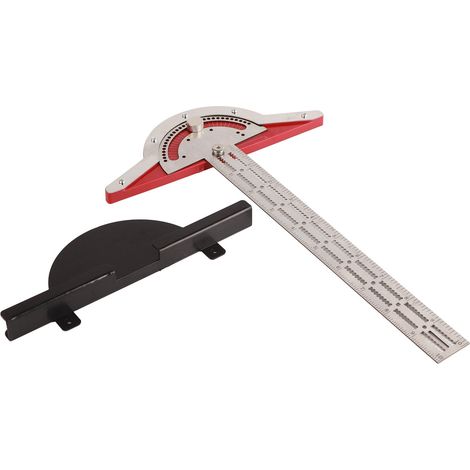 Règle de bord T unique en acier inoxydable, rapporteur d'angle réglable 0°-180° de haute précision, outil de mesure pour menuisier (25,4 cm). (1/5)