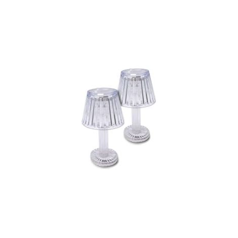 Mini lámpara de mesa LED, blanco cálido, aspecto cristalino – Cónica / 12 cm – Lámpara de mesa pequeña moderna a pilas – Lámpara decorativa inalámbrica con aspecto de diamante – Crezuo