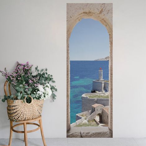 Sticker mural Village de bord de mer, décoratif, 175 cm X 60 cm (1/2)