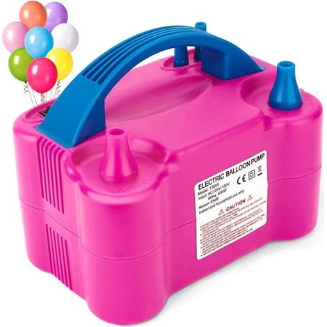 Pompe à ballons électrique, gonfleur 600 W à double embout rose (1/5)