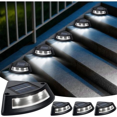Lampe Solaire Exterieur Escalier, Lot de 4 IP65 Étanche Lumiere Solaire Exterieur Jardin, LED Blanc Escalier Éclairage Lumière pour Jardin Chemin Allée Patios Sol Terrasse Marches Noël (1/5)