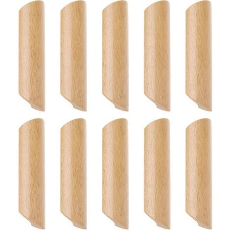 Kcvv – Set mit 10 Schrankgriffen aus massivem Buchenholz – Fächerform – Mittenabstand 160 mm – Breite 26 mm – Schrauben im Lieferumfang enthalten (1/5)