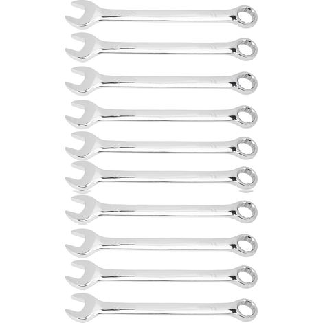 Lot de 10 clés mixtes à cliquet 0,6 pouce, à fourche et à œil déporté en acier chromé-vanadium pour réparation (1/5)