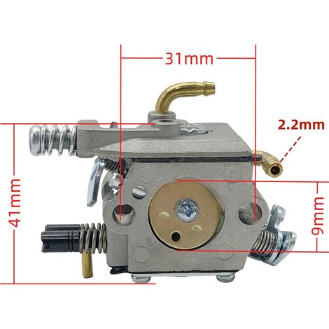 Carburetor for chainsaws 5200, 4500 and 5800 (52 cc, 45 cc, 58 cc), WT-856, with double copper tube and foam hose. Models: 4500, 5200, 5800. Connection for foam hose and copper tube MP16.