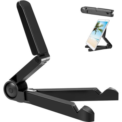Soporte universal para tablet (negro): soporte ajustable y plegable compatible con dispositivos de 4 a 13 pulgadas, incluidos teléfonos móviles, iPads y otras tabletas. (1/5)