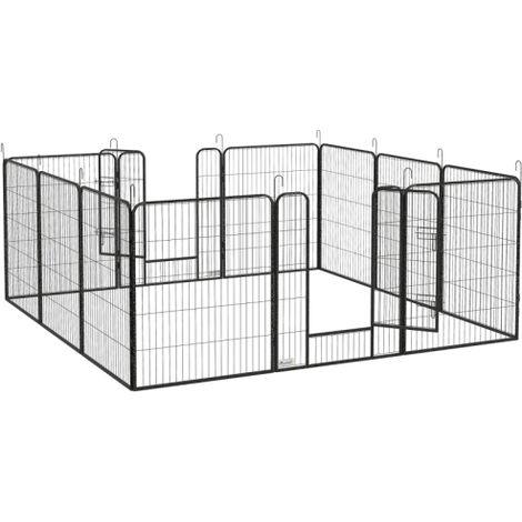 12 Panel Heavy Duty Puppy Playpen for Small Dogs Indoor Outdoor Use - Durable Black Design (1/5)