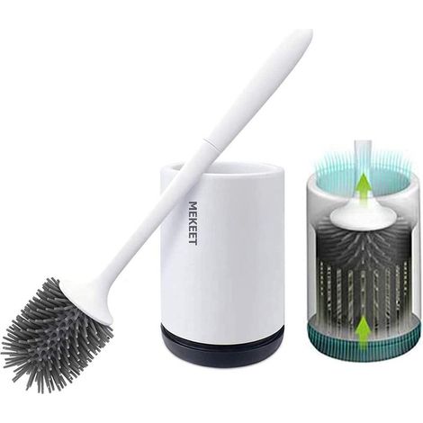 Toilettenbürste, antibakterielle Silikon-Toilettenbürste, Toilettenbürsten-Set, Toilettenbürste mit langem Griff und hygienischem Halter (Bodenbeläge) (1/5)