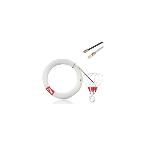 Tire Fil Electrician, 20M Tire Fils Electrique, Cable Aiguille Electricien 4mm Diamètre, Tire électrique avec 4 Tête Flexible de Guidage, Aiguille Passe Cable, Câble de Fil Électrique Tirant (1/5)