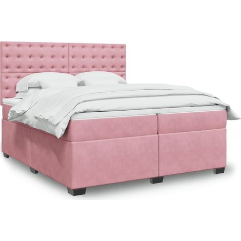 Boxspringbett mit Matratze Rosa 200x200 cm Samt vidaXL (1/5)