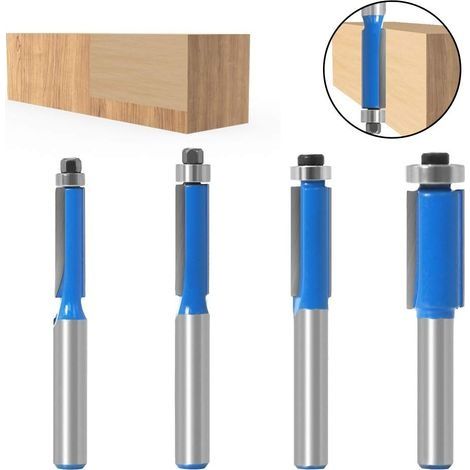 4-teiliges 8-mm-Kopierfräser-Set, Heimwerker-Holzbearbeitungs-Fräswerkzeuge mit Kugellager, Bündigfräser (1/4)