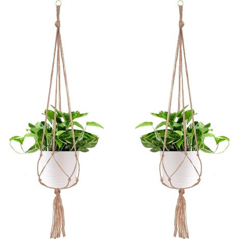 LaBlanc – 2er-Pack Makramee-Pflanzenampeln, Hängeblumentöpfe für Balkon und Wohnung, 4 Seilbeine, 105 cm (1/5)