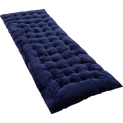 Matelas de camping extra épais XL en coton doux et confortable avec 4 bandes de fixation, ultra léger et polyvalent, pour lit de camping, chaise longue de jardin, 190 x 70 cm, bleu (1/5)