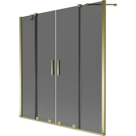 Mexen Velar Duo mampara de bañera corredera de 2 hojas 160 x 150 cm, grafito, dorado - 896-160-000-42-50 (1/2)