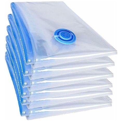 Lot de 6 sacs sous vide XXL 100x70cm – Double fermeture éclair – Valve à fermeture répétée – Pour vêtements, couettes et literie (1/4)