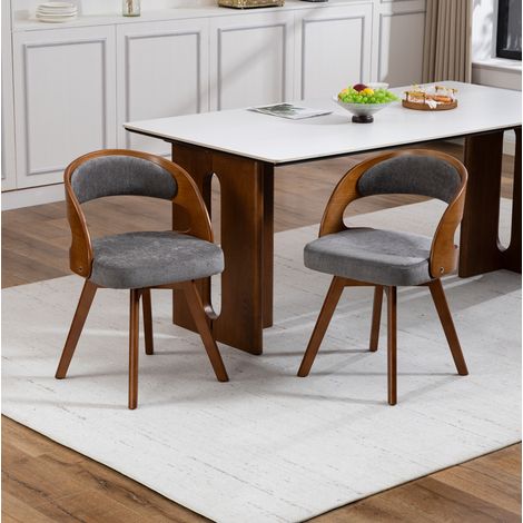 Sedia girevole da pranzo in lino grigio 44x41x75 cm OKMYHOME (1/5)