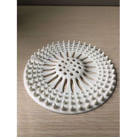 Tapones de desagüe para ducha, filtro de silicona para recoger el pelo, tapón de desagüe con ventosa para cocina y baño (blanco) (1/3)