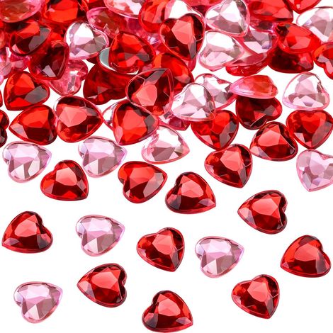 Coeur Acrylique - 200 Pièces - 12 mm Diamètre - 2 mm Épaisseur - Rouge et Rose - Décoration Table Mariage Saint Valentin Vase (1/5)