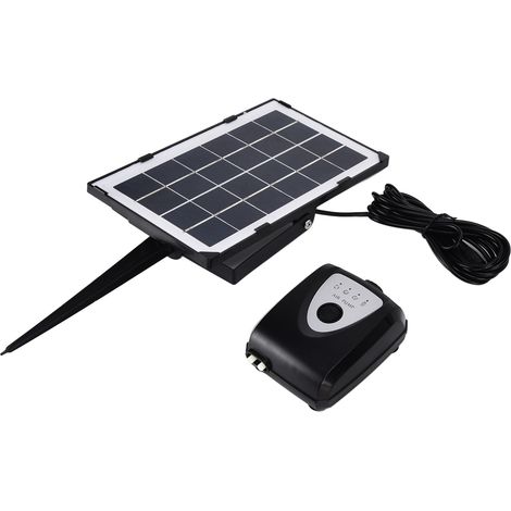 Pompe à oxygène solaire basse pression avec prise terrestre, kit d'aération comprenant tuyau et pierre à bulles pour aquarium et bassin (1/5)