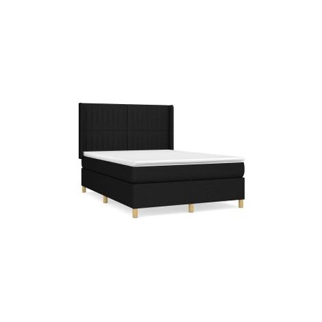 Sommier à lattes de lit avec matelas Noir 140x200 Tissu (1/5)