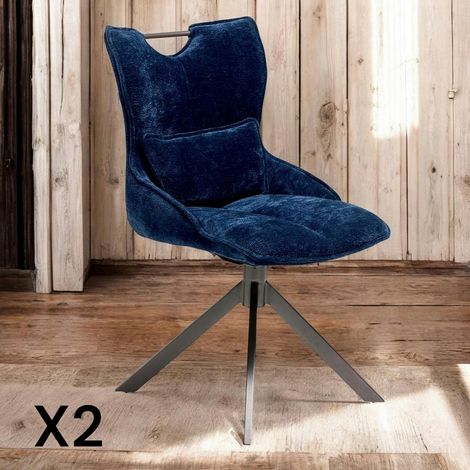 Chaise pivotante coussin et poignée tissu bleu (lot de 2) IENA (1/4)