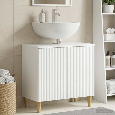vidaXL Armadio per Lavabo da Bagno ARNHEM Bianco Lucido