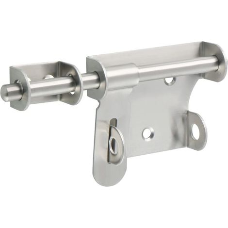 Serrure de porte coulissante, serrure de porte intérieure, serrure de porte extérieure avec trou pour cadenas, longueur 15 cm, acier inoxydable argenté (1/4)