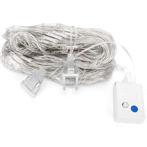 Filet lumineux LED 144 LED 2x2m, guirlande décorative maille pour intérieur et extérieur, blanc, prise UE 220V (1/4)