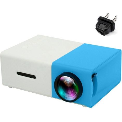 800 Lumen, 80-Zoll-Leinwand, tragbarer Mini-Filmprojektor (1080p), US-Stecker, blau-weiß