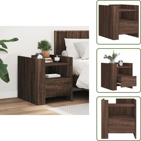 The Living Store Nachttisch Braun Eichen-Optik 45x50x50 cm Holzwerkstoff - Holzwerkstoff (1/5)