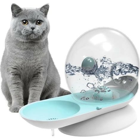 Fontaine à Eau pour Chats- Contient 2,8 litres, circulation automatique- Facile à nettoyer, Bleu (1/5)