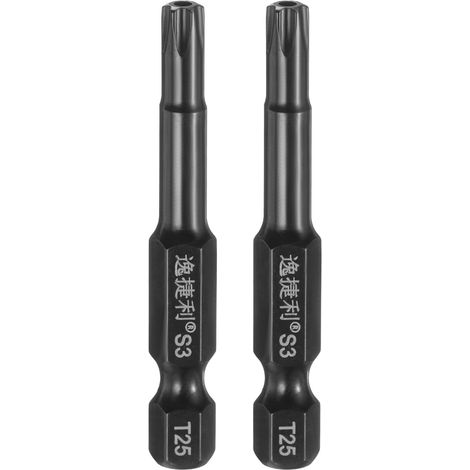 2Pcs Embout Tournevis Sécurité Torx T25 Tige Hexagonale 1/4" (1/5)